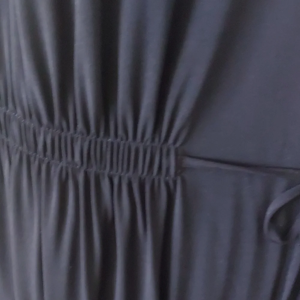 DKNY, Size L/Tall  Very Unique Design Black Maxi Dress with Drawstring Waist - Picture 4 of 16